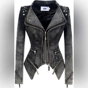 Women's Edgy Studded Leather Jacket